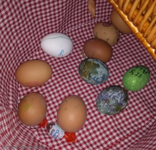 Eggs symbol of fertility in a basket